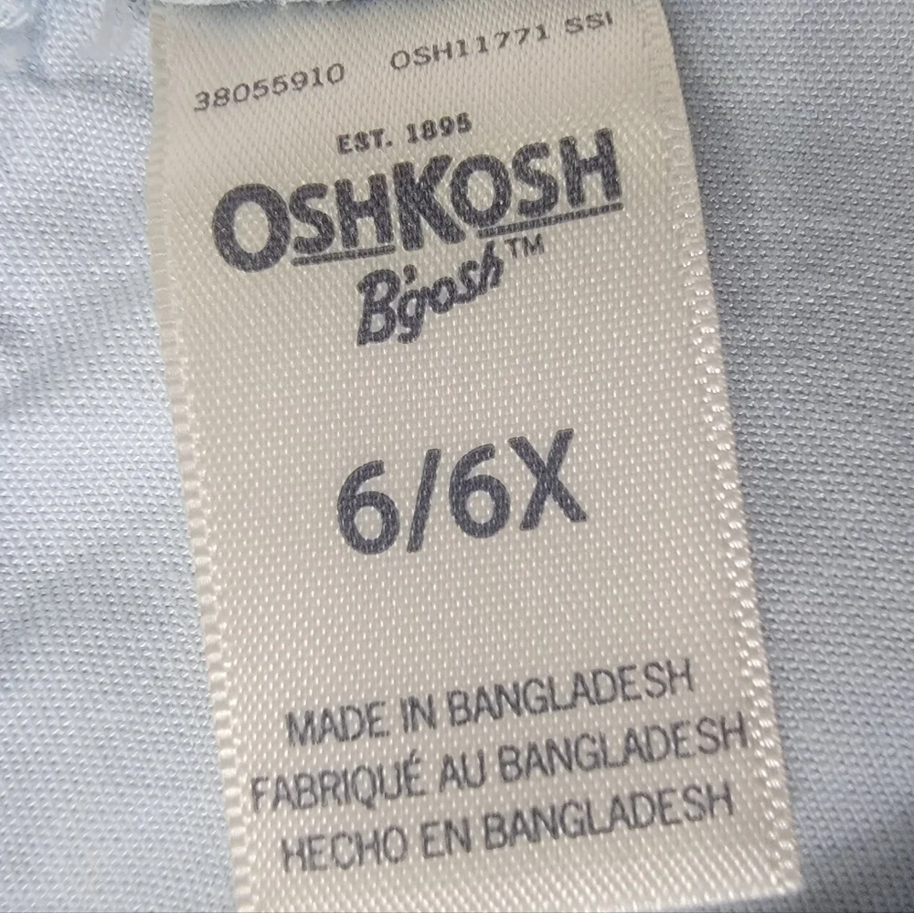 OshKosh B'Gosh Girls Ruffle Flutter Sleeve Light Blue Chambray Dress 6 / 6X